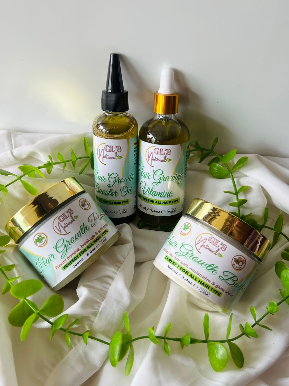 GL’s Natural – Complete Hair Growth Set | Routine capillaire complète pour la pousse des cheveux